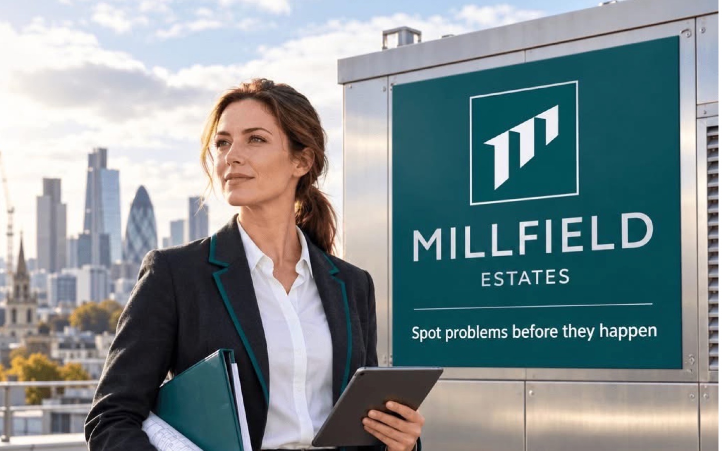 Commercial property asset manager inspecting an office building as part of active asset management